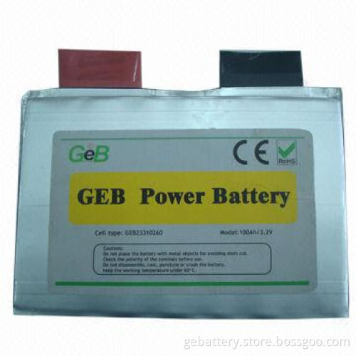 Soft Bag Cell/Lithium Polymer Battery, 3.2V Voltage, 100Ah Nominal Capacity